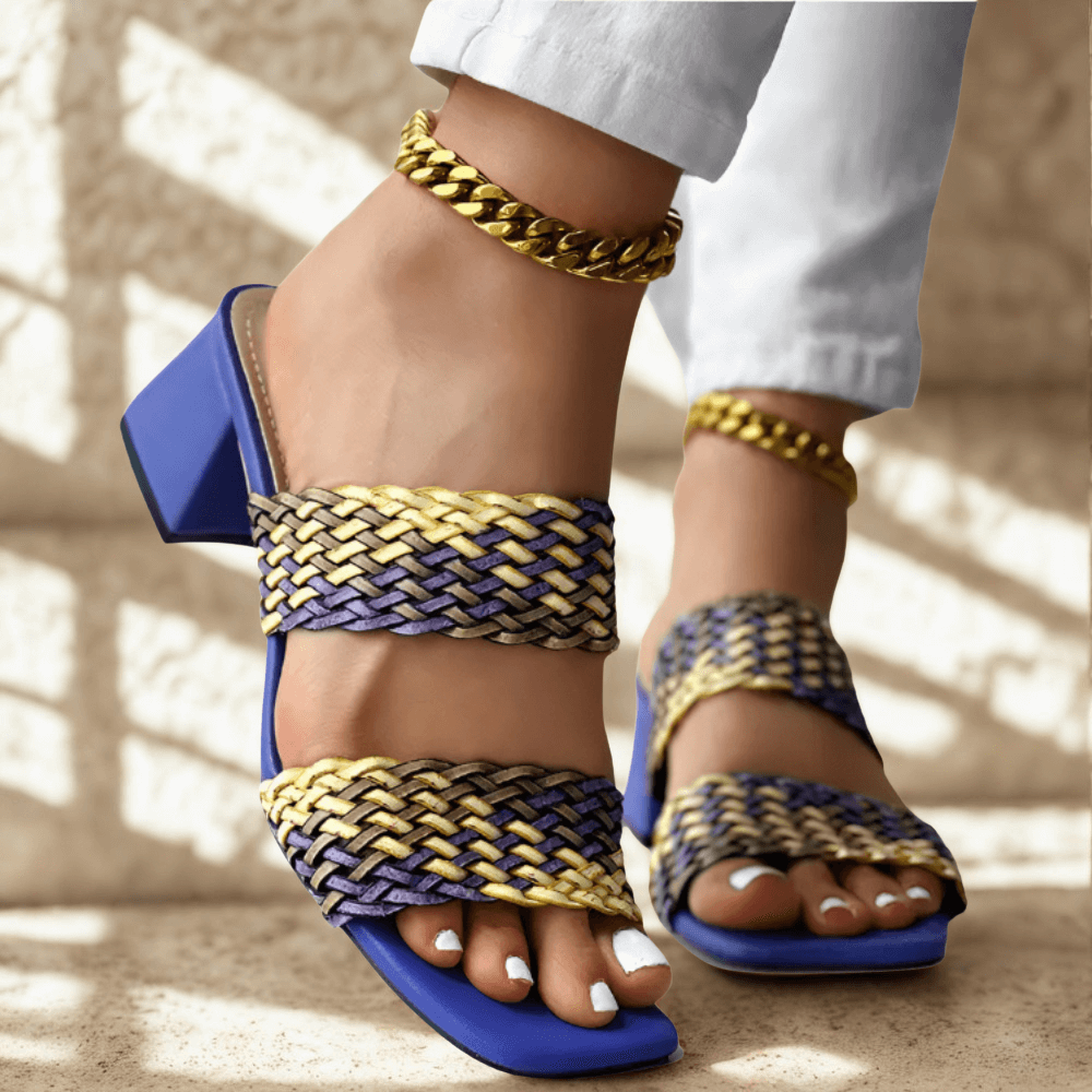Soletta Colorblock Braided Heeled Sandals