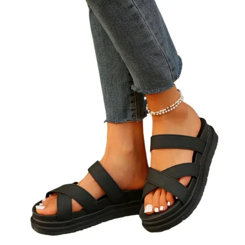 Naples Cross-Band Slip-On Platform Sandals