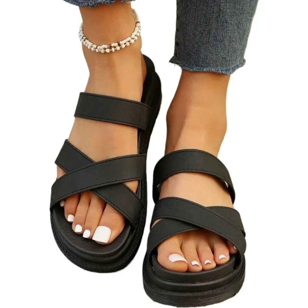 Naples Cross-Band Slip-On Platform Sandals