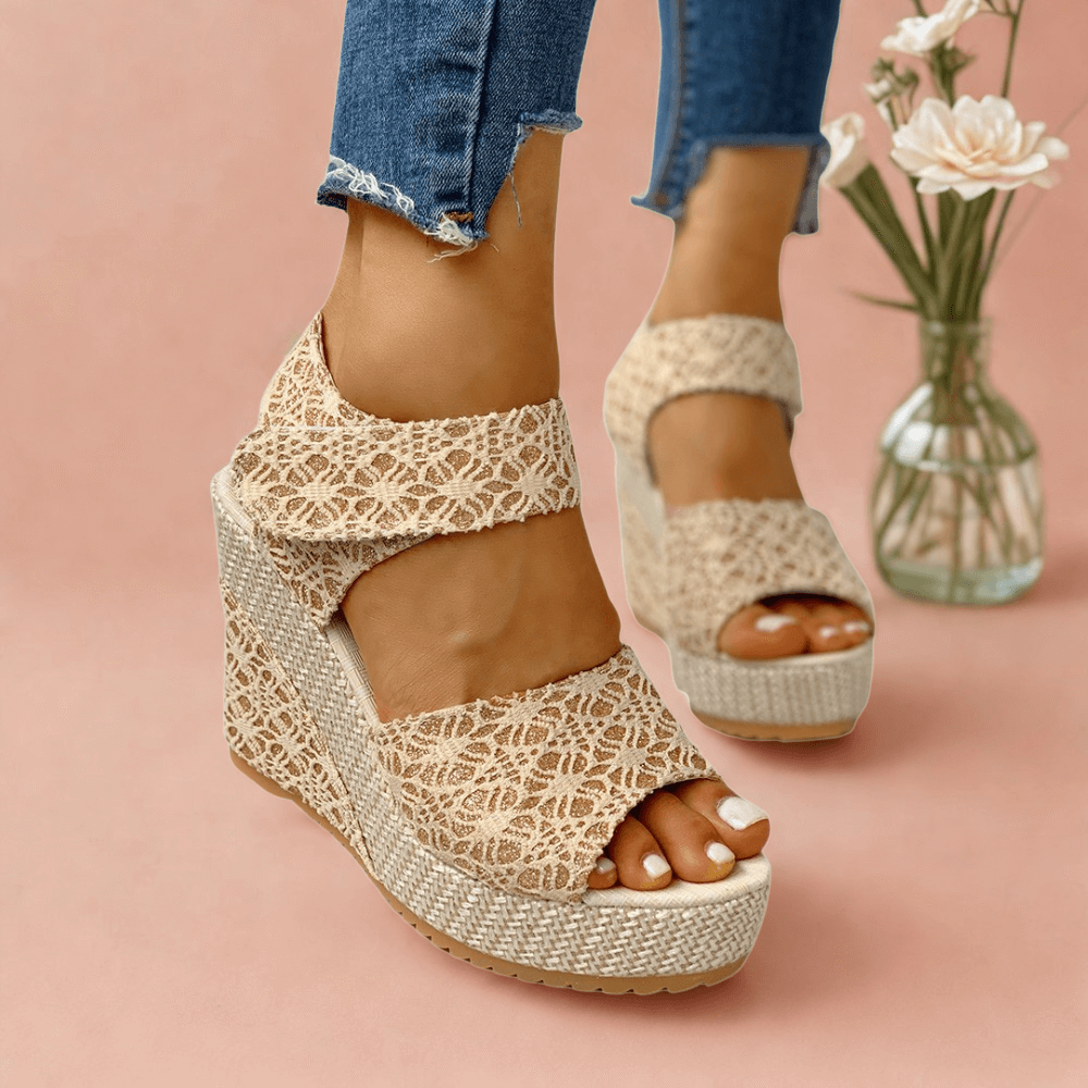 Elisetta Comfort Lace Wedge Sandals