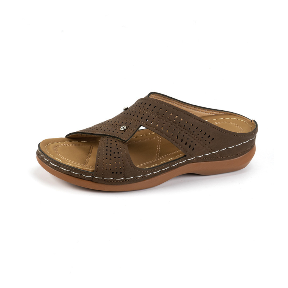 Vienna Comfort Slip-On Orthopedic T-Strap Wedge Sandals