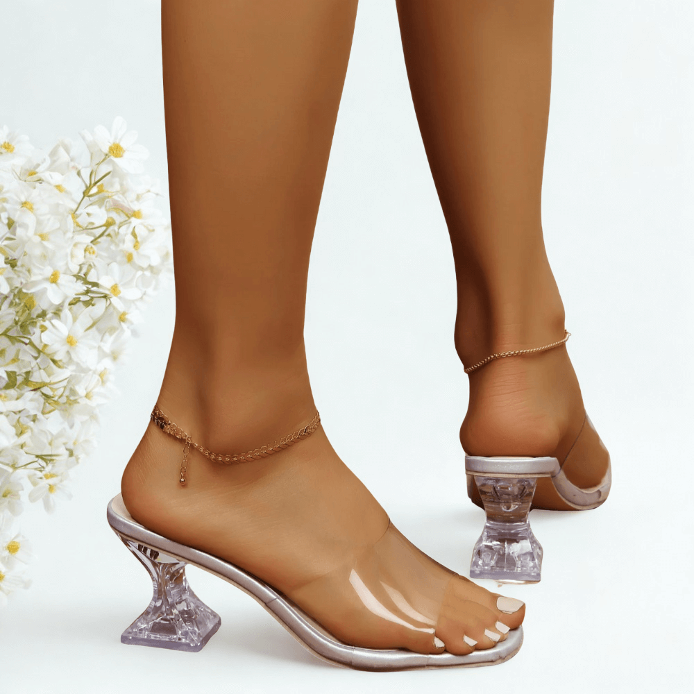 Transparent Heels | Clear Strap, Cushioned Footbed Sandals | Glam You ...