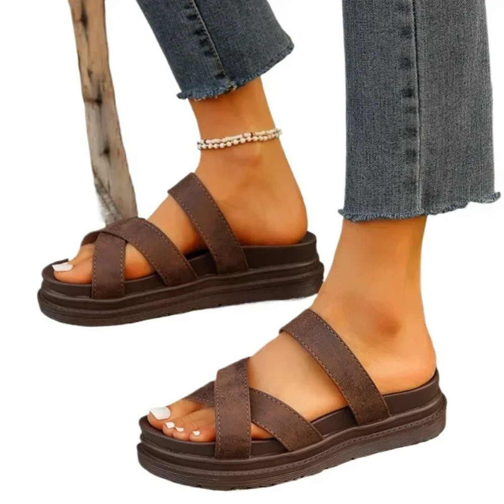 Naples Cross-Band Slip-On Platform Sandals