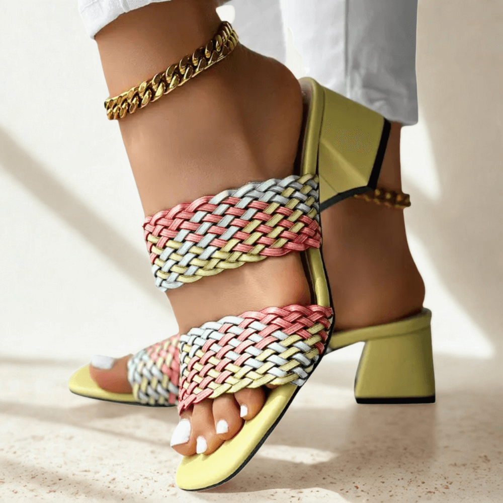 Soletta Colorblock Braided Heeled Sandals