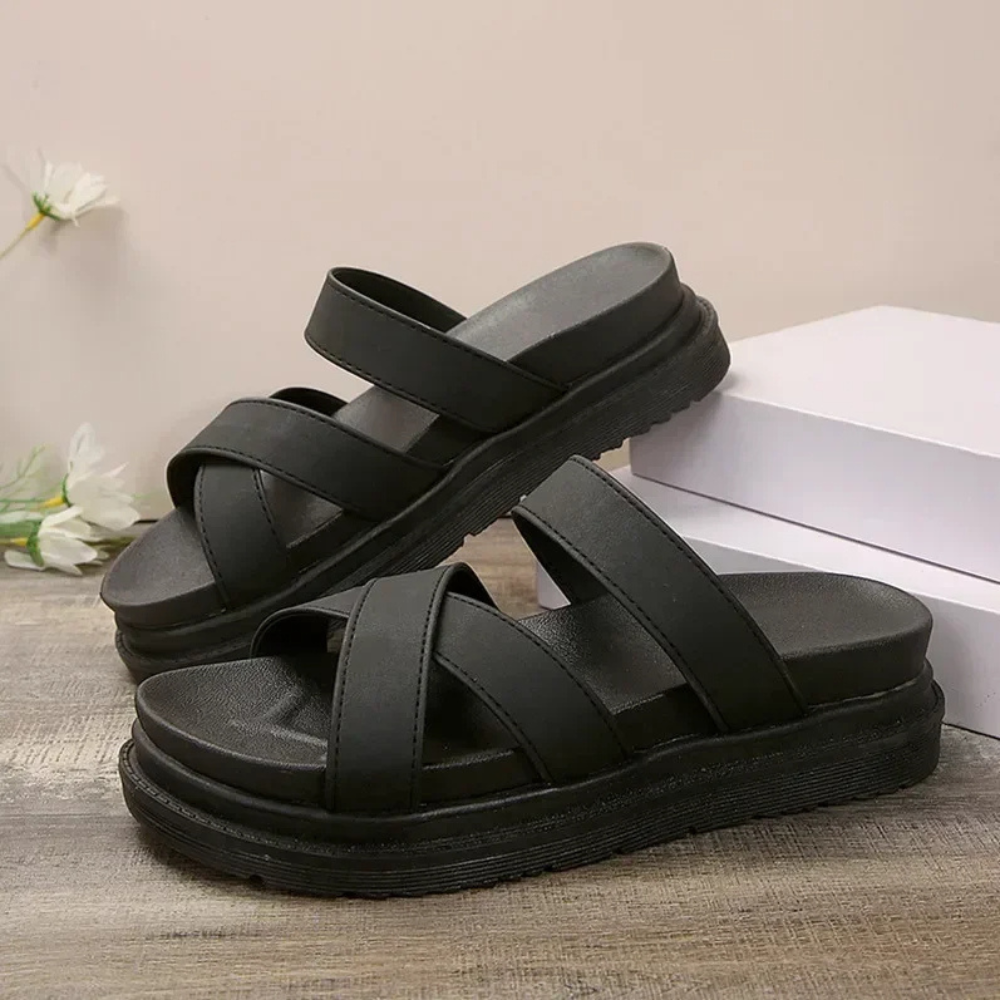 Naples Cross-Band Slip-On Platform Sandals