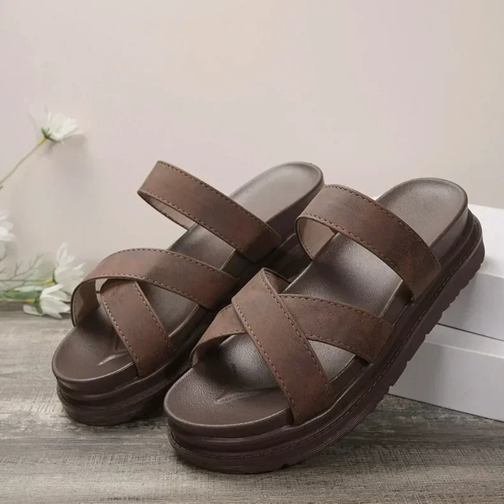 Naples Cross-Band Slip-On Platform Sandals