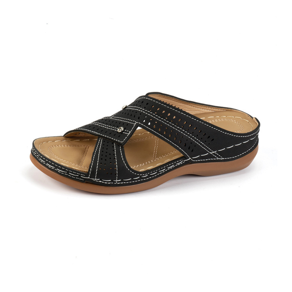 Vienna Comfort Slip-On Orthopedic T-Strap Wedge Sandals