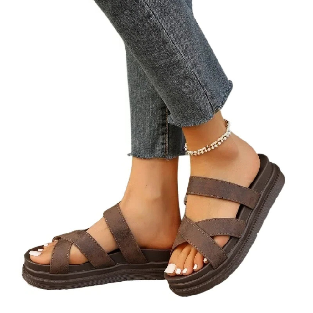 Naples Cross-Band Slip-On Platform Sandals